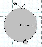 Drawing of a hinged swinging weight on a wheel